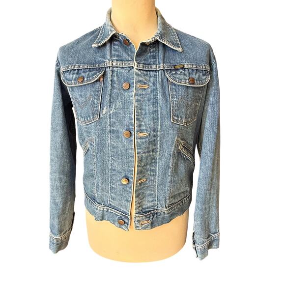 VTG Maverick Blue Bell Jean Jacket Mens 42 Blue Medium Wash Denim 70s 80s - Picture 1 of 8